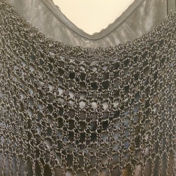 Free People Crochet/Lace Spaghetti Straps Midi Dress Black/Ivory Size XS - Picture 7 of 12